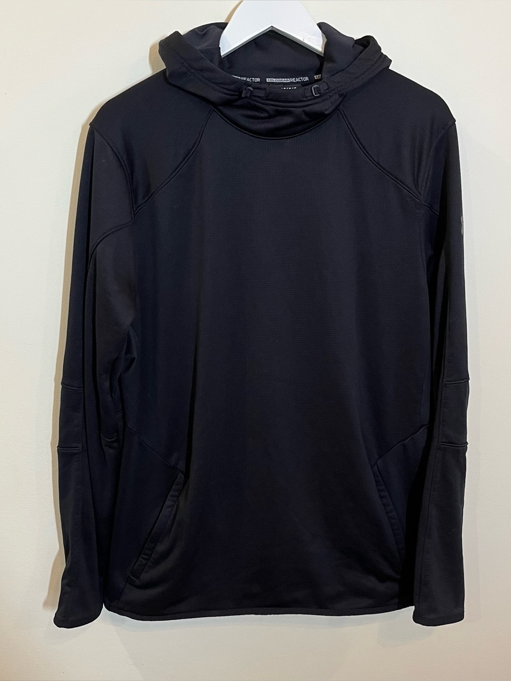 Under Armour ColdGear Reactor Black Pullover Hoodie Hooded Pockets Loose Fit L